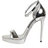 Dolce & Gabbana Silver Leather Platform Keira Sandals Shoes