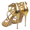 Dolce & Gabbana Gold Leather Keira Heels Sandals Shoes