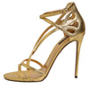 Dolce & Gabbana Gold Leather Keira Heels Sandals Shoes