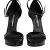 Dolce & Gabbana Black Leather Platform Keira Sandals Shoes