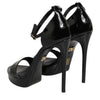 Dolce & Gabbana Black Leather Platform Keira Sandals Shoes