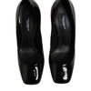 Dolce & Gabbana Black Gold Patent Leather Logo Heels Pumps Shoes