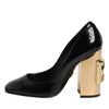 Dolce & Gabbana Black Gold Patent Leather Logo Heels Pumps Shoes
