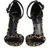 Dolce & Gabbana Gold Leopard Ankle Strap Heels Sandals Shoes