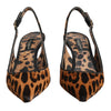 Dolce & Gabbana Brown Leopard Calfskin Fur Slingbacks Shoes