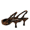 Dolce & Gabbana Brown Leopard Calfskin Fur Slingbacks Shoes