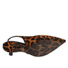 Dolce & Gabbana Brown Leopard Calfskin Fur Slingbacks Shoes