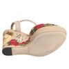 Dolce & Gabbana Beige Floral Ankle Strap Wedge Sandals Shoes