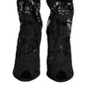 Dolce & Gabbana Black Stretch Taormina Lace Boots Shoes