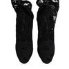 Dolce & Gabbana Black Stretch Taormina Lace Boots Shoes