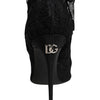 Dolce & Gabbana Black Stretch Taormina Lace Boots Shoes
