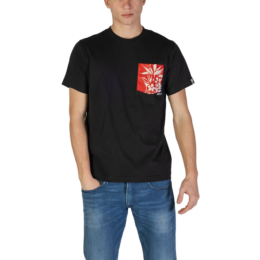 Replay Schwarzes Baumwoll-T-Shirt