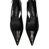 Dolce & Gabbana Black Zipper Leather Heels Slingbacks Shoes