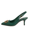 Dolce & Gabbana Green Leather AMORE Heels Slingbacks Shoes