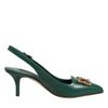 Dolce & Gabbana Green Leather AMORE Heels Slingbacks Shoes