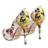Dolce & Gabbana White Floral Leather High Heels Pumps Shoes