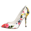Dolce & Gabbana White Floral Leather High Heels Pumps Shoes