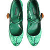 Dolce & Gabbana Green Silk MARY JANES Leaf Sandals Shoes