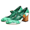Dolce & Gabbana Green Silk MARY JANES Leaf Sandals Shoes