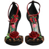Dolce & Gabbana Brown Leopard Crystal Roses Sandals Shoes