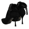 Dolce & Gabbana Black Stiletto Heels Lace Up Boots Shoes