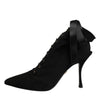Dolce & Gabbana Black Stiletto Heels Lace Up Boots Shoes