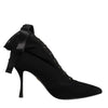 Dolce & Gabbana Black Stiletto Heels Lace Up Boots Shoes