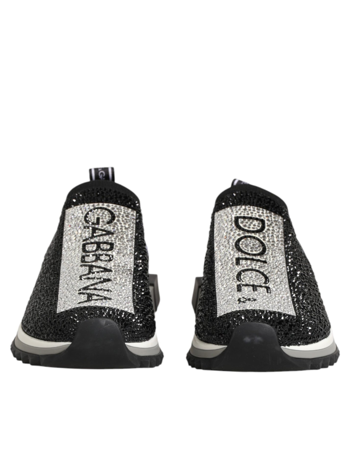 Dolce &amp; Gabbana Schwarze und silberne Slip-On-Sneaker Sorrento