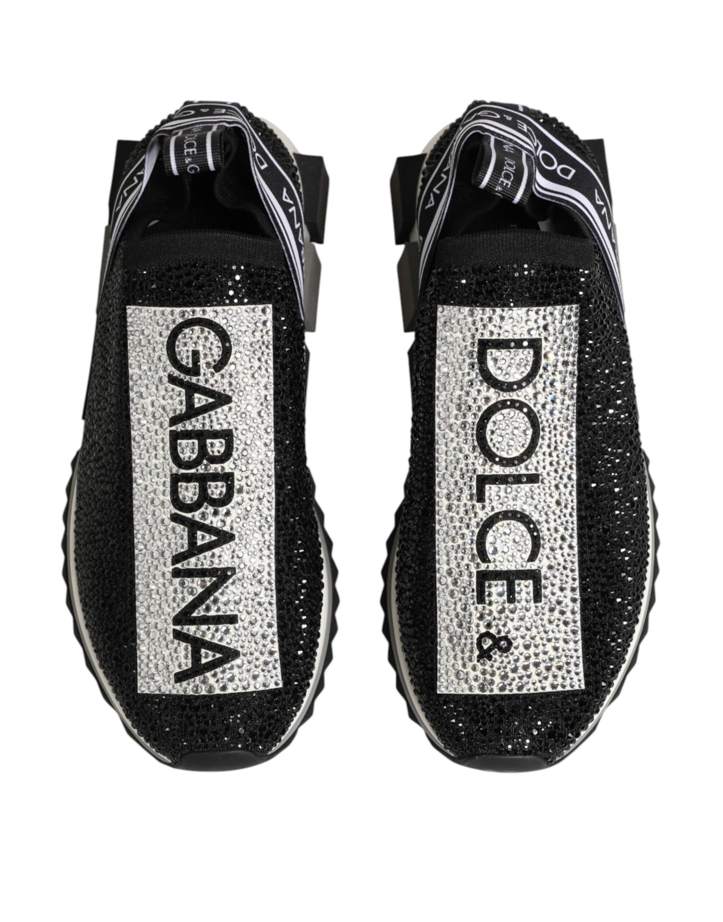 Dolce &amp; Gabbana Schwarze und silberne Slip-On-Sneaker Sorrento
