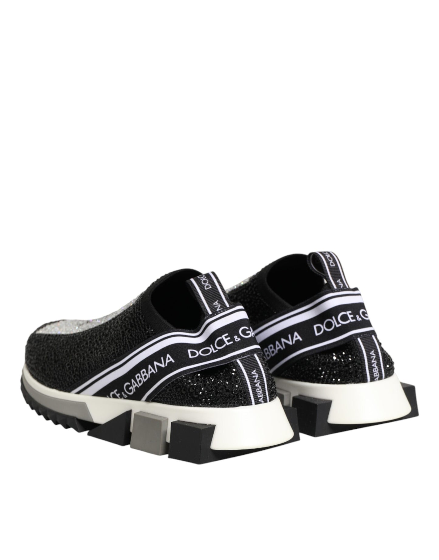 Dolce &amp; Gabbana Schwarze und silberne Slip-On-Sneaker Sorrento
