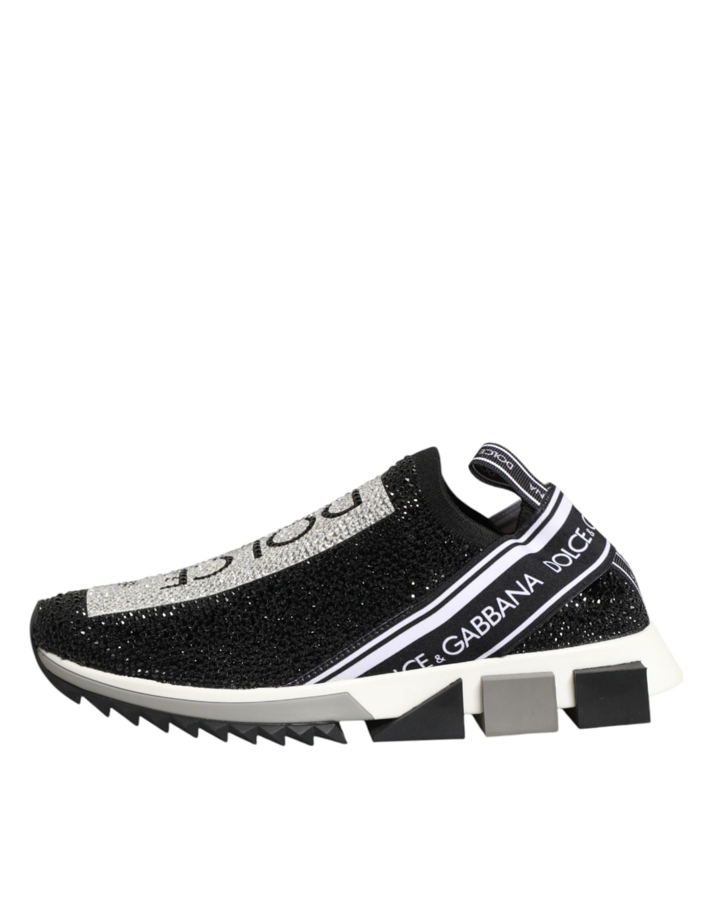 Dolce &amp; Gabbana Schwarze und silberne Slip-On-Sneaker Sorrento