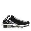 Dolce &amp; Gabbana Schwarze und silberne Slip-On-Sneaker Sorrento