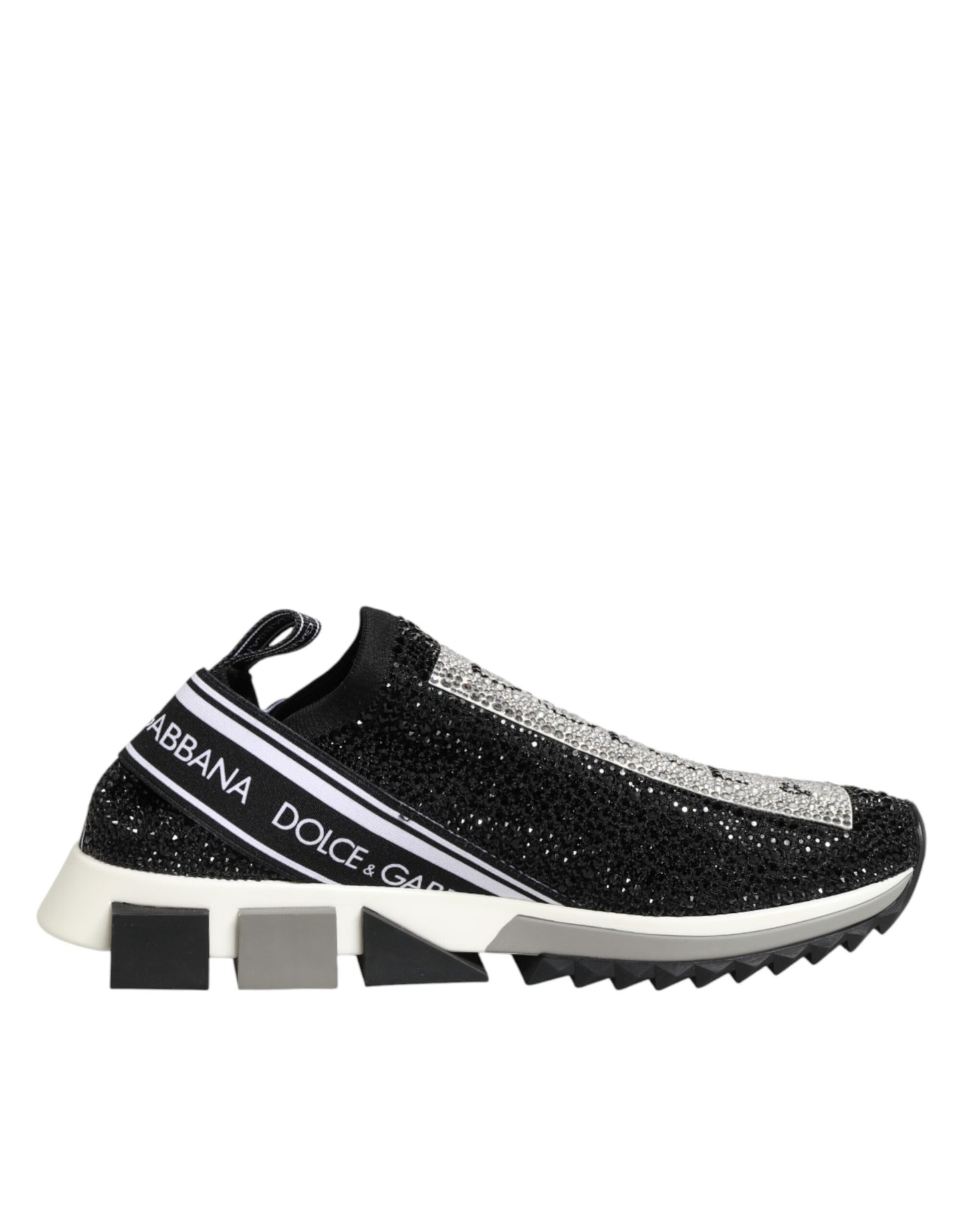 Dolce &amp; Gabbana Schwarze und silberne Slip-On-Sneaker Sorrento