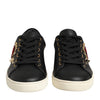 Dolce & Gabbana Black Leather Sacred Heart Sneakers Shoes