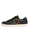 Dolce & Gabbana Black Leather Sacred Heart Sneakers Shoes