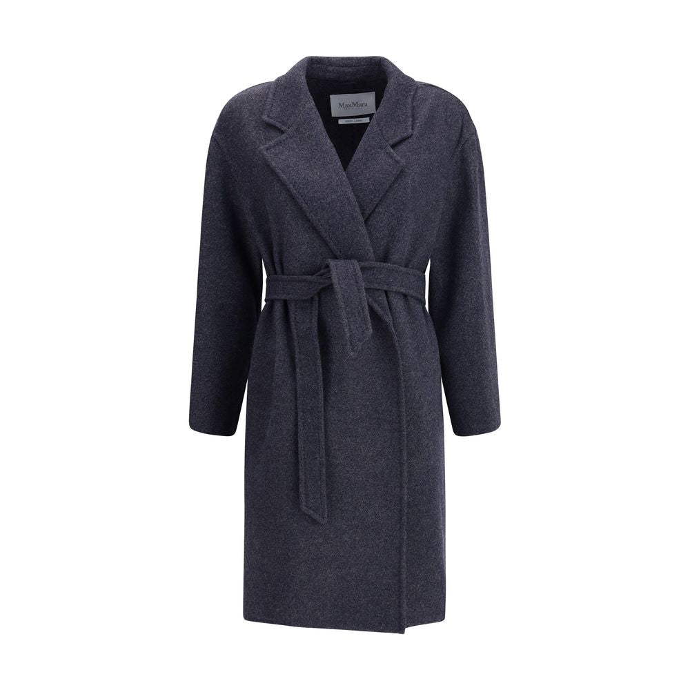 Max Mara blauer Fleece-Wollmantel