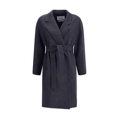 Max Mara blauer Fleece-Wollmantel