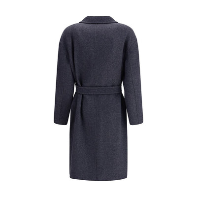 Max Mara blauer Fleece-Wollmantel