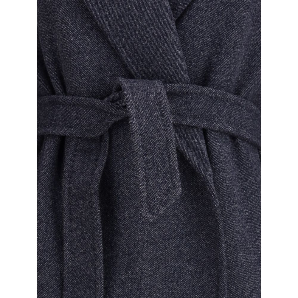 Max Mara blauer Fleece-Wollmantel
