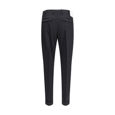 PT Torino Black Fleece Wool Casual Pants