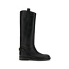 Burberry Black Calf Leather Bos Taurus Flat Boots