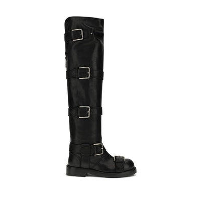 Dolce &amp; Gabbana Bos Taurus Schnürstiefel aus schwarzem Kalbsleder