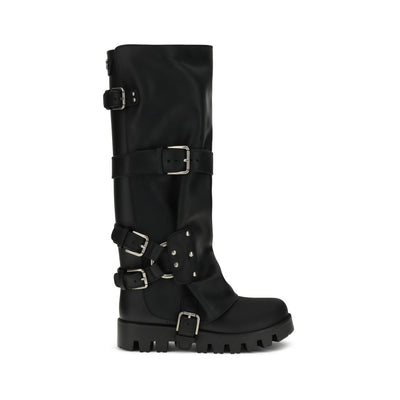 Dolce &amp; Gabbana Bos Taurus Schnürstiefel aus schwarzem Kalbsleder