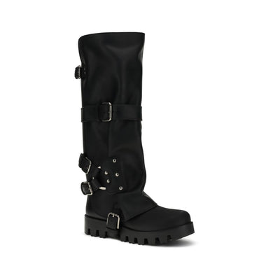 Dolce &amp; Gabbana Bos Taurus Schnürstiefel aus schwarzem Kalbsleder