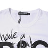Dolce & Gabbana White Graphic Print Cotton Crew Neck T-shirt