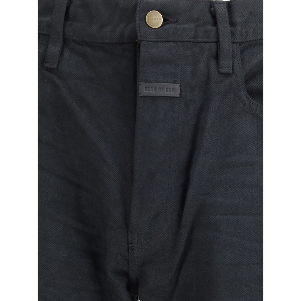 Fear Of God Schwarze Baumwolljeans mit geradem Bein