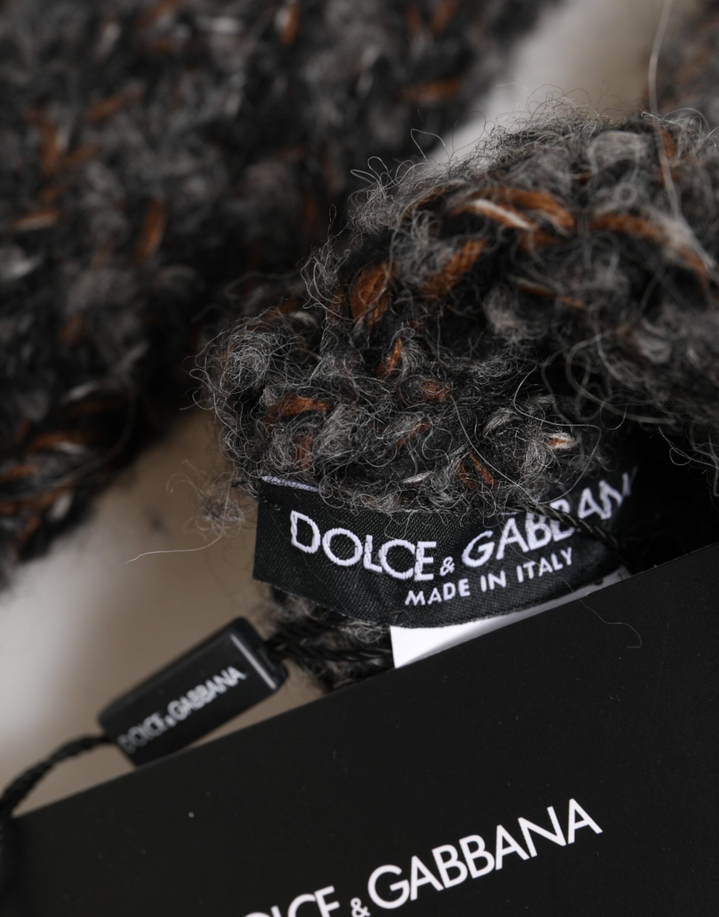 Dolce &amp; Gabbana graue, fingerlose Strickhandschuhe aus Schurwolle für Herren