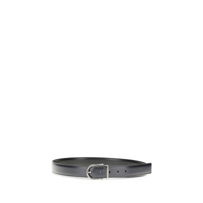 Ferragamo Black Calf Leather Bos Taurus Regular Belt