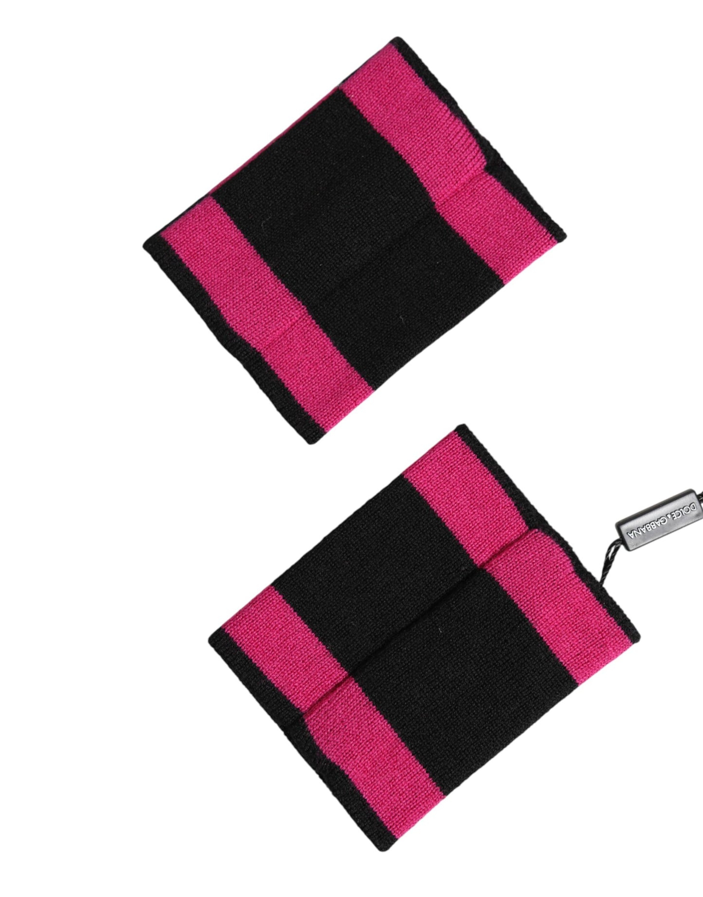 Dolce & Gabbana Black Pink DG Logo Cashmere 1 Pair Wristband
