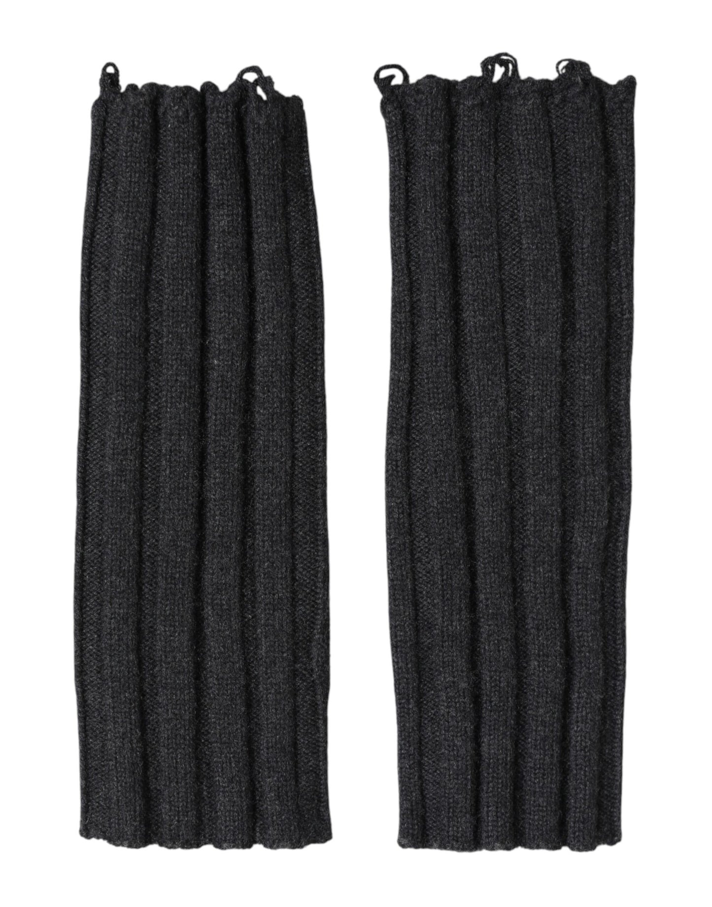 Dolce &amp; Gabbana Schwarze fingerlose Strickhandschuhe aus Schurwolle